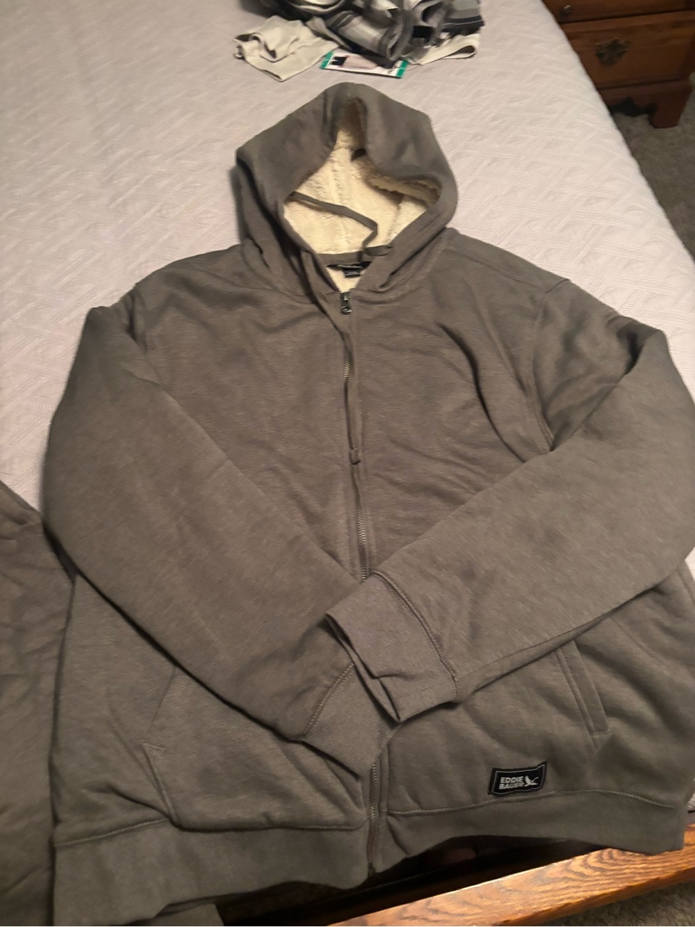 Eddie Bauer Men's Sherpa-Lined Gray Hooded sweatshirt and pants